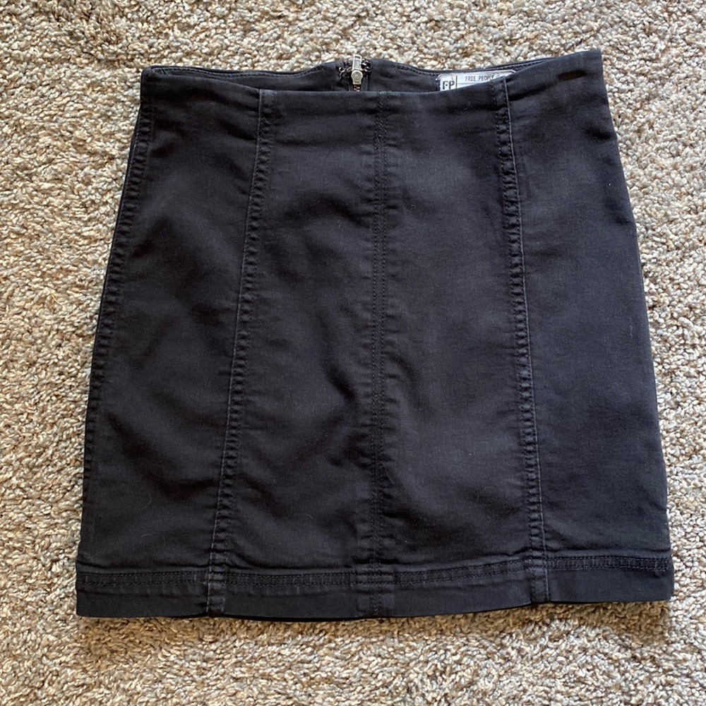 Free People black washed stretch mini skirt
